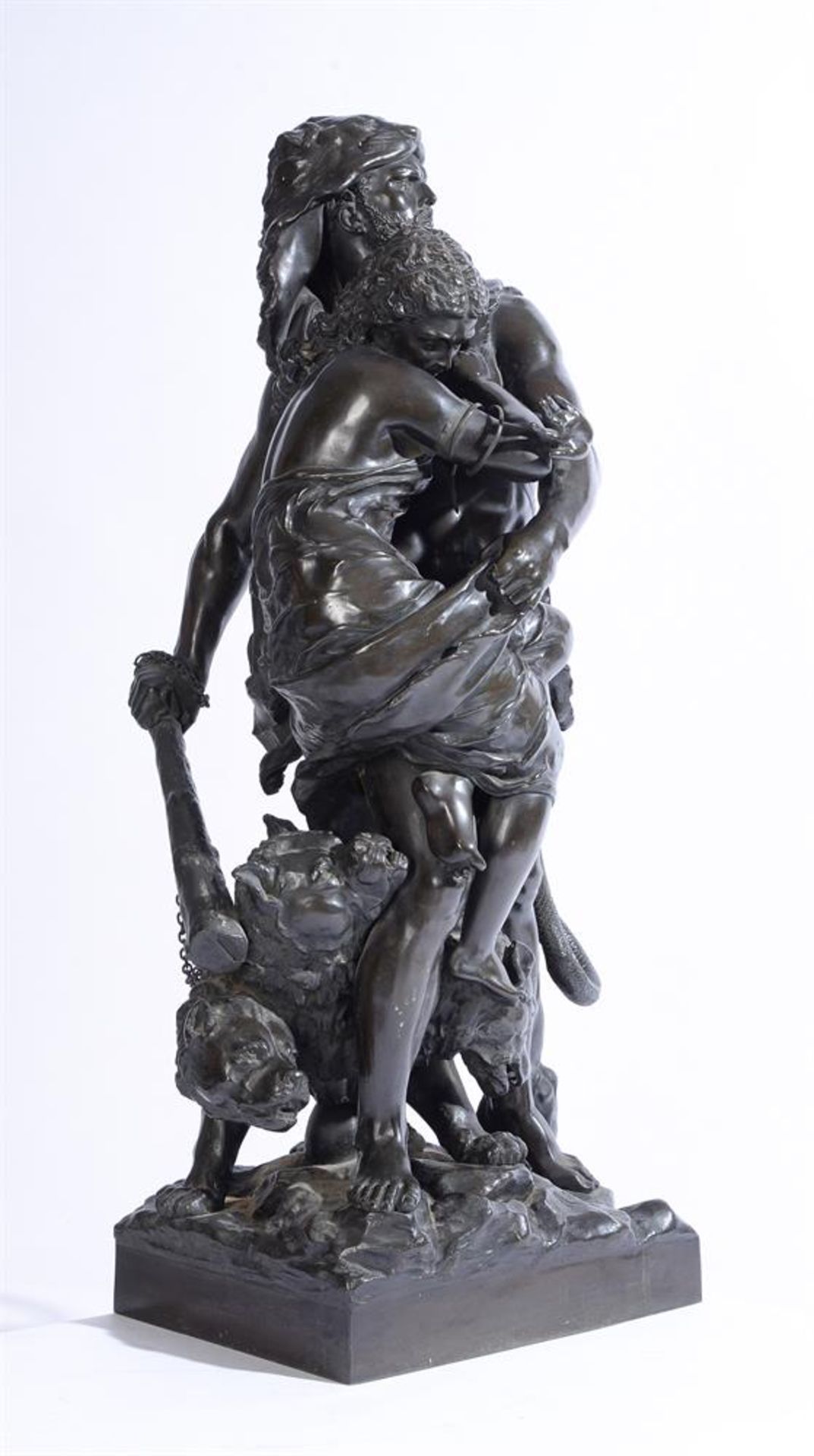 AFTER ERNEST RANCOULET (FRENCH, 1842-1915), A LARGE BRONZE GROUP 'HERCULES, ATHENA AND CERBERUS' - Image 3 of 5