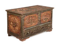 A SWISS POLYCHROME PAINTED MULE CHEST, LATE 18TH/ EARLY 19TH CENTURY