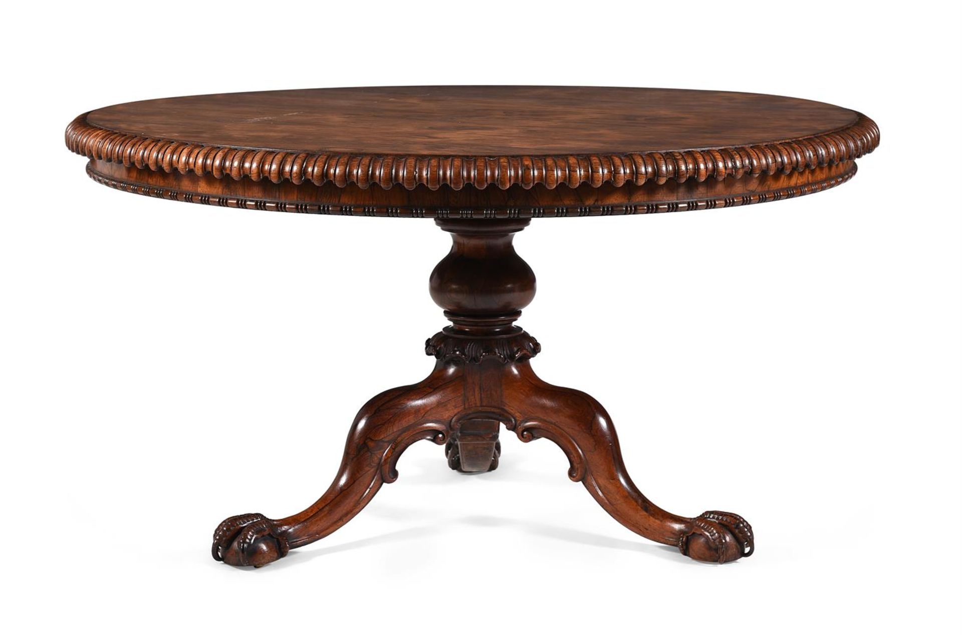 Y A GEORGE IV ROSEWOOD CIRCULAR CENTRE TABLE, BY GILLOWS, CIRCA 1830