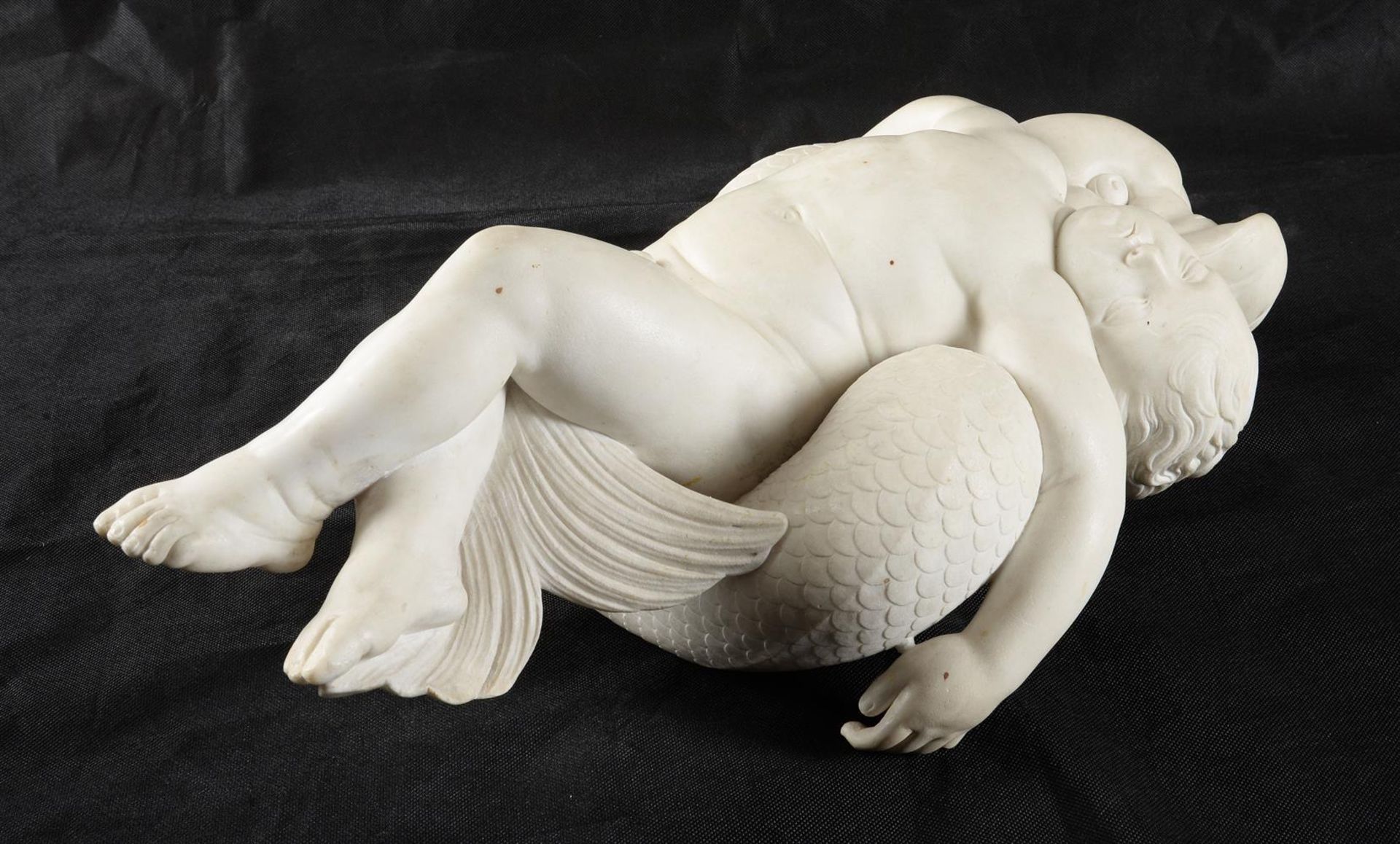 AFTER JOSEPH NOLLEKENS (1737-1825), A MARBLE GROUP 'CHILD BEING CARRIED BY A DOLPHIN' - Image 8 of 9