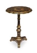 Y AN EARLY VICTORIAN PAPIER MACHE AND MOTHER-OF-PEARL INLAID PEDESTAL TABLE, CIRCA 1840