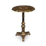 Y AN EARLY VICTORIAN PAPIER MACHE AND MOTHER-OF-PEARL INLAID PEDESTAL TABLE, CIRCA 1840