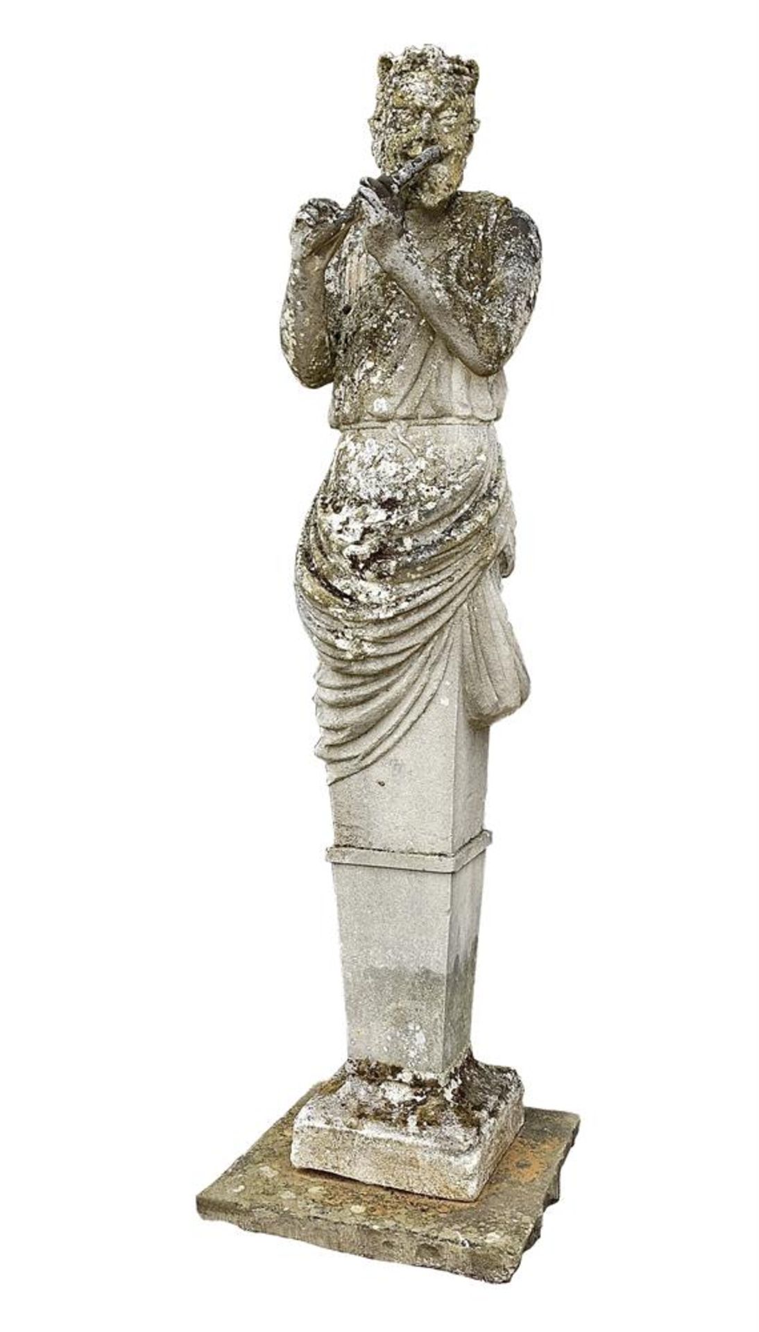 A CARVED PORTLAND STONE TERM STATUE OF PAN, LATE 19TH CENTURY