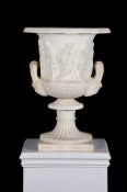 AFTER THE ANTIQUE, A LARGE CARVED MARBLE MEDICI VASE, ITALIAN 19TH CENTURY