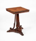 Y AN ANGLO-INDIAN CARVED ROSEWOOD PEDESTAL OCCASIONAL TABLE, CIRCA 1825