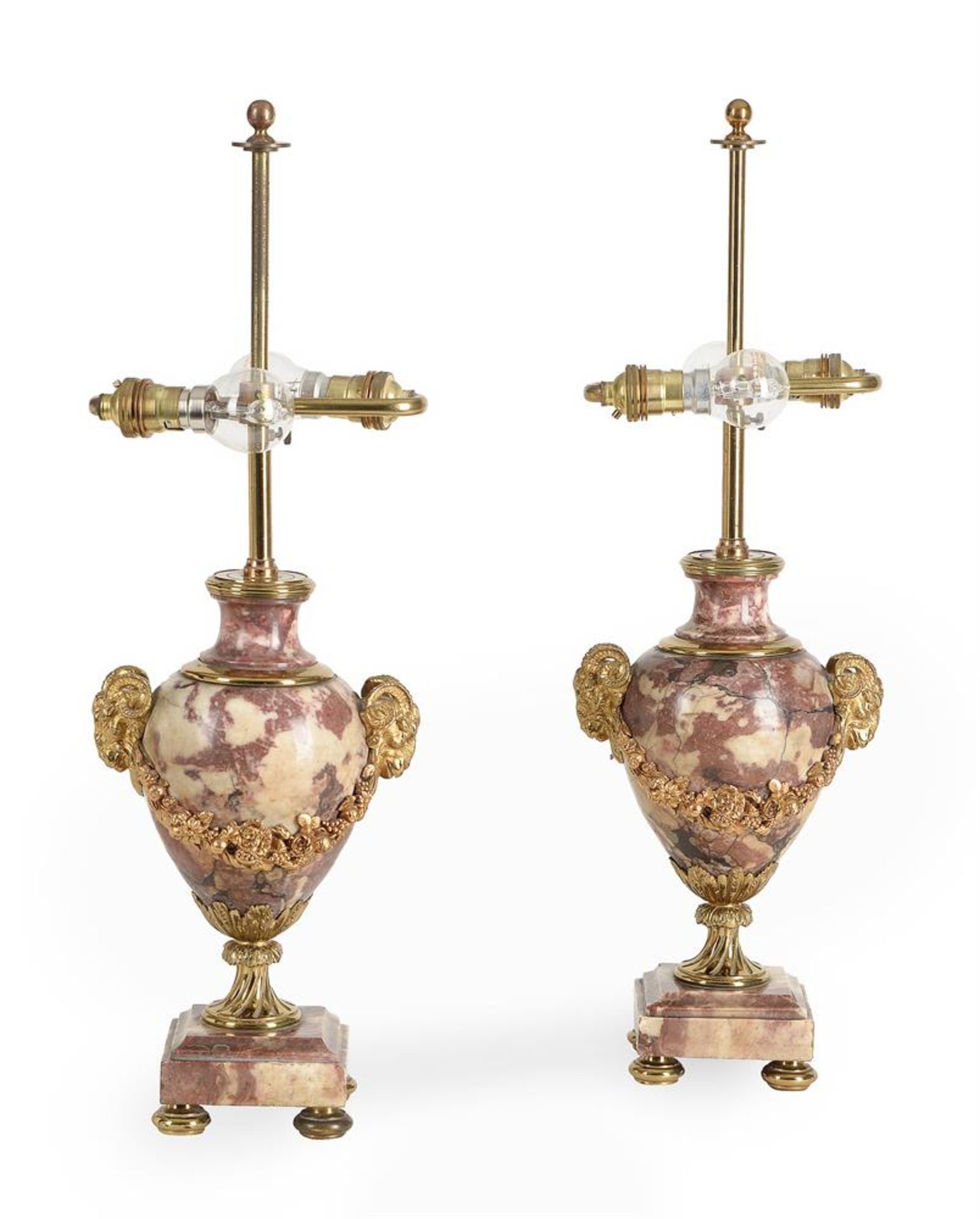A PAIR OF PORTASANTA AND GILT METAL MOUNTED TABLE LAMPS, LATE 19TH/EARLY 20TH CENTURY - Bild 2 aus 4