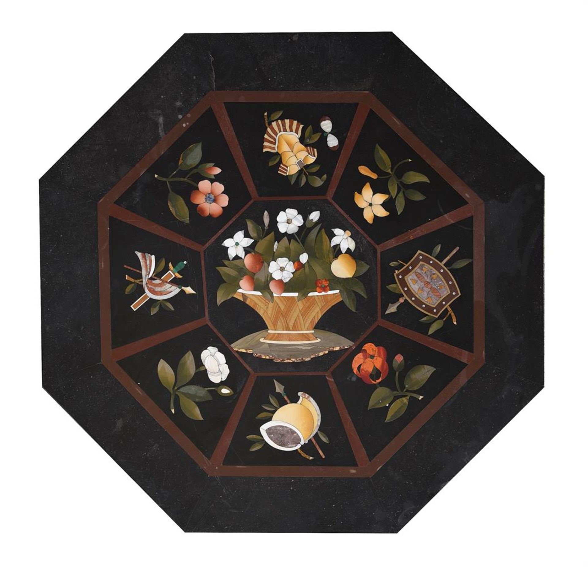 A PIETRE DURA INLAID MARBLE TOP, PROBABLY DERBYSHIRE, 19TH CENTURY - Image 3 of 4