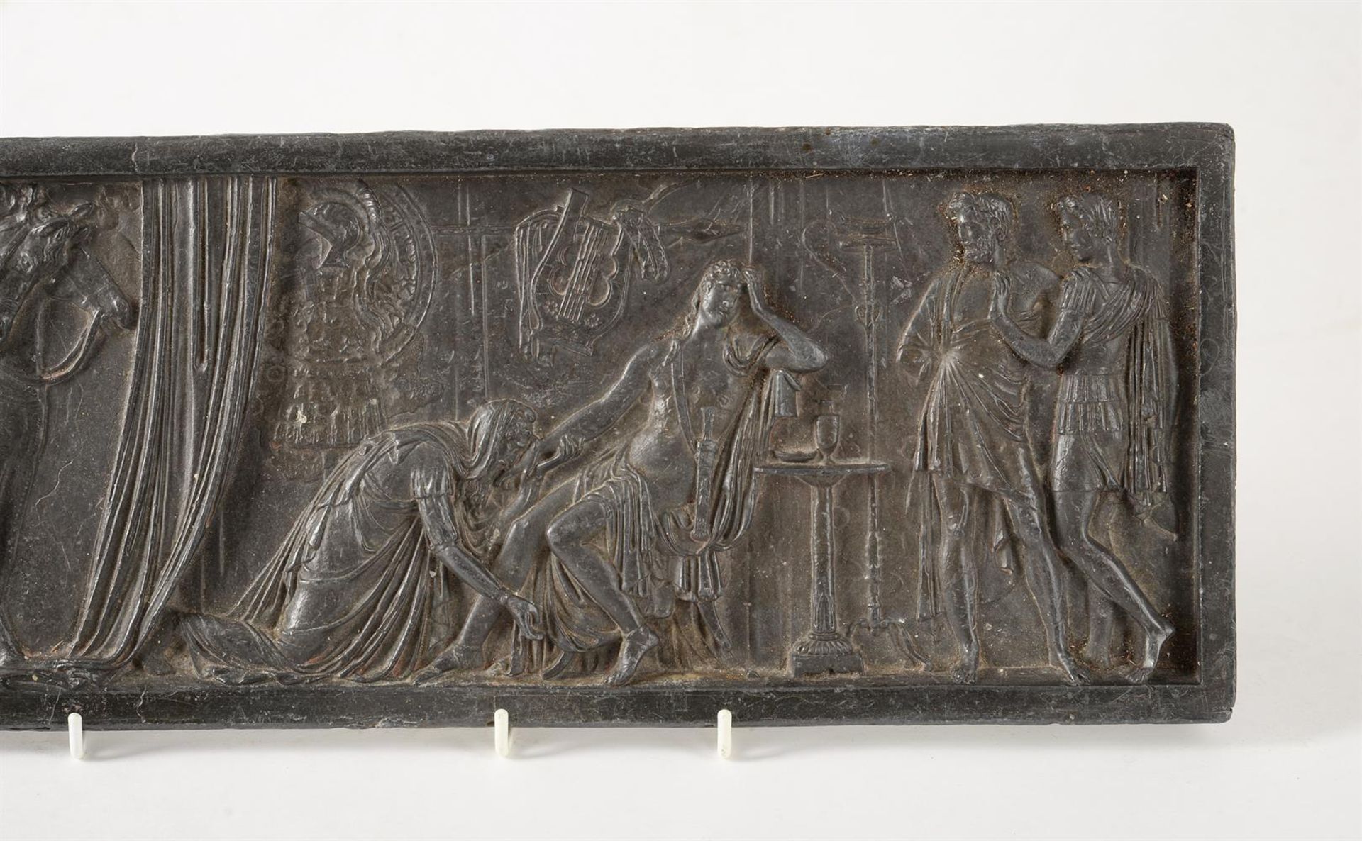 AFTER THE ANTIQUE, A LEAD RELIEF PANEL OF PRIAM KISSING THE HAND OF ACHILLES, PROBABLY ITALIAN - Image 4 of 5