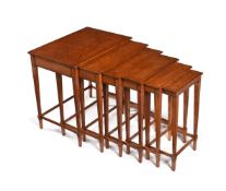 Y AN EDWARDIAN SATINWOOD AND LINE INLAID NEST OF SIX TABLES, CIRCA 1905