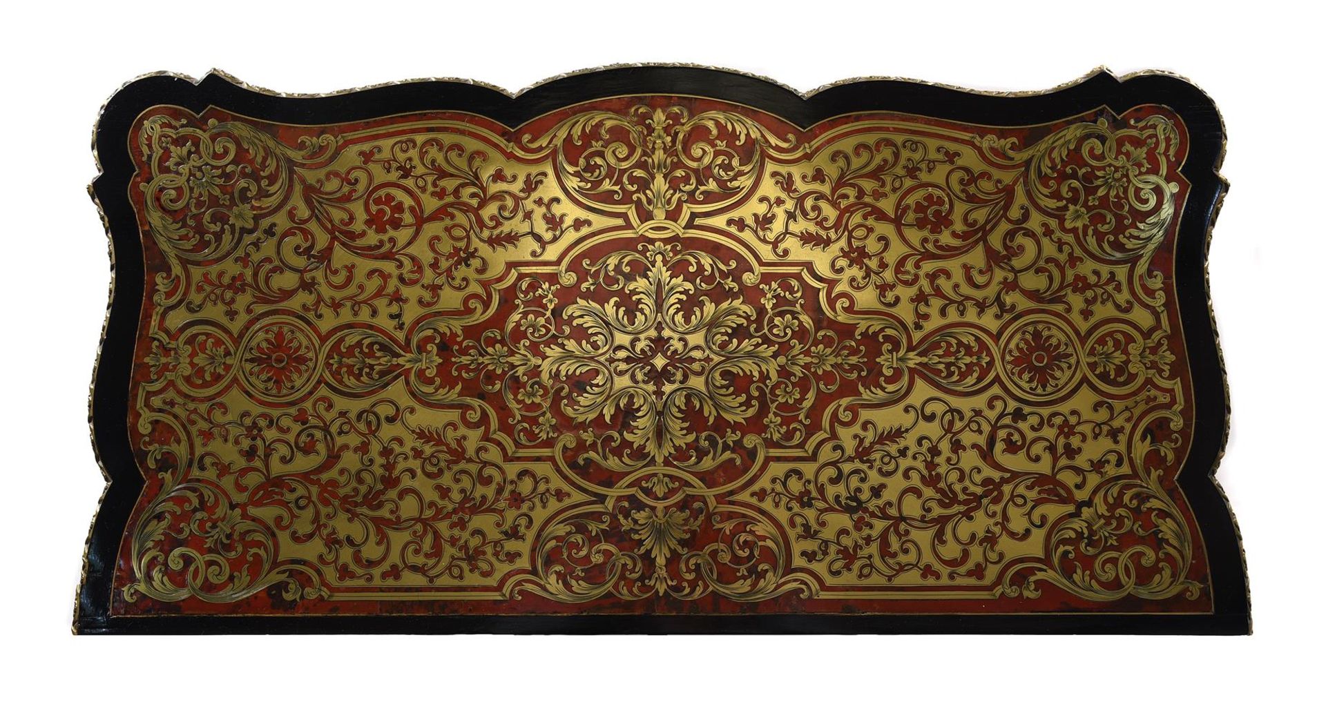 Y A PAIR OF NAPOLEON III SCARLET TORTOISESHELL & BRASS MARQUETRY CARD TABLES - Image 7 of 9