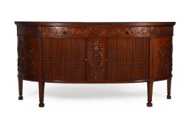 A MAHOGANY DEMI-LUNE SIDE CABINET IN GEORGE III STYLE, FIRST HALF 20TH CENTURY