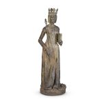 A LIFE SIZE BRONZE FIGURE OF SAINT MARGARET OF SCOTLAND, PROBABLY MID-19TH CENTURY
