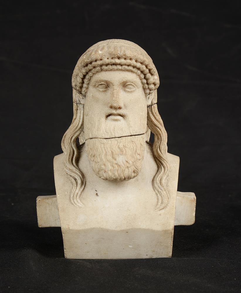 AFTER THE GREEK ANTIQUE, A SMALL CARVED STONE HERM BUST, ITALIAN, POSSIBLY LATE 18TH CENTURY - Bild 2 aus 4
