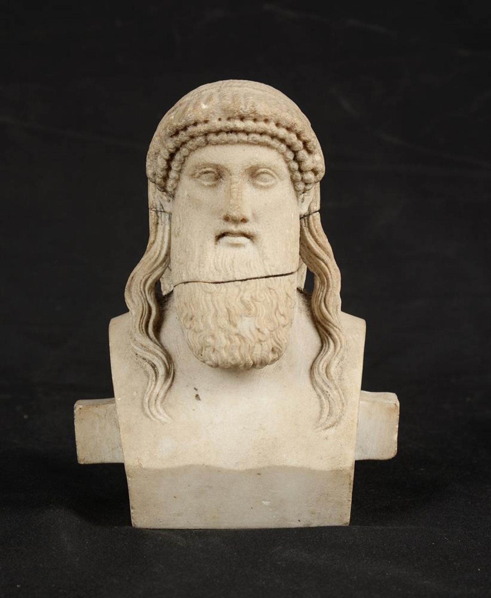 AFTER THE GREEK ANTIQUE, A SMALL CARVED STONE HERM BUST, ITALIAN, POSSIBLY LATE 18TH CENTURY - Image 2 of 4