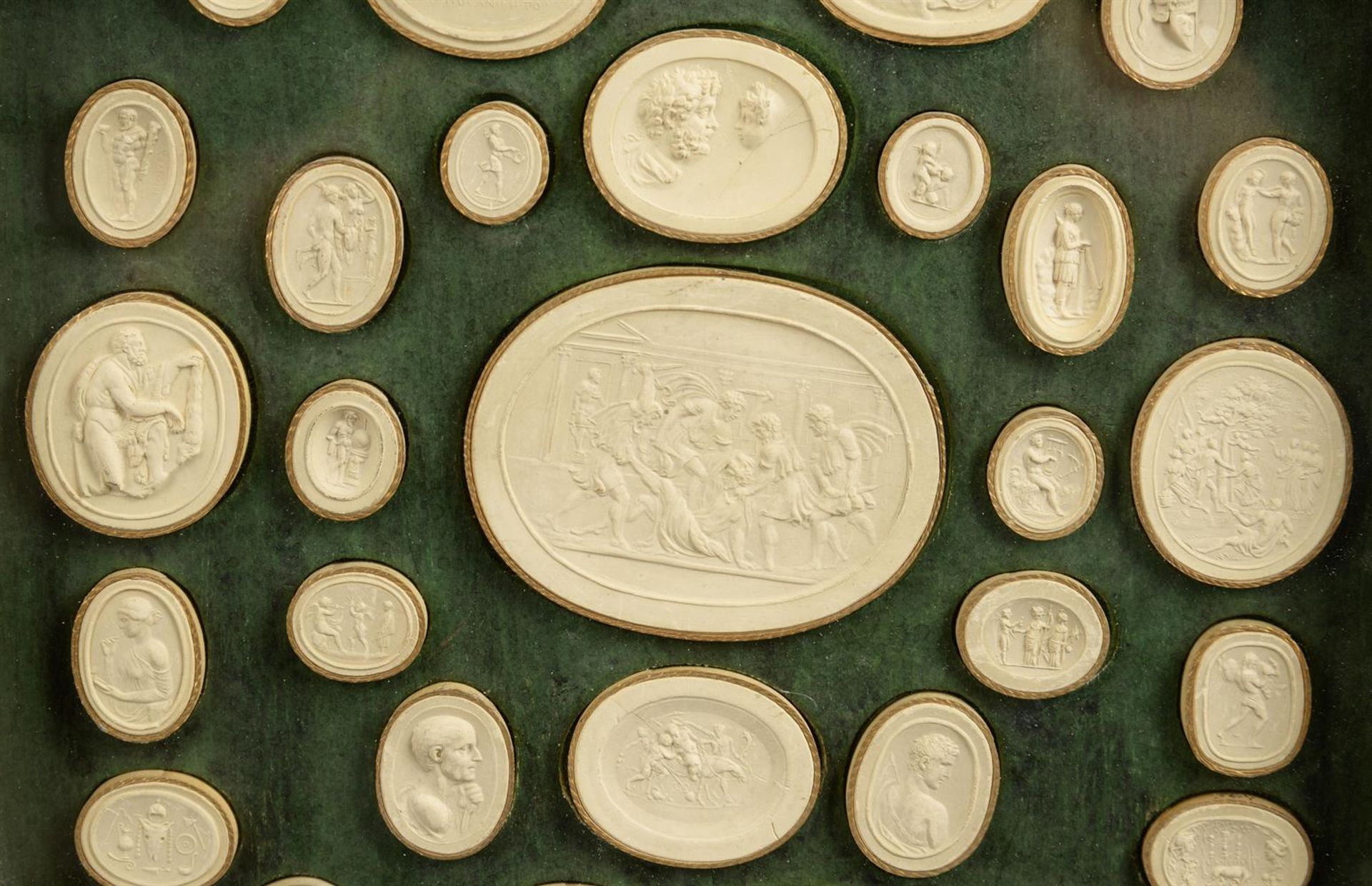 A SET OF FOUR FRAMED SETS OF PLASTER IMPRONTE OR INTAGLIOS, EARLY 19TH CENTURY - Image 5 of 5