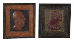 A SET OF EIGHT FRAMED PRESSED PAPER PANELS OF ROMAN PROFILES, POSSIBLY FRENCH, LATE 19TH CENTURY