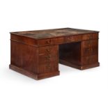 A GEORGE III MAHOGANY PARTNER'S PEDESTAL DESK, CIRCA 1790