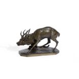AFTER ANTOINE LOUIS BARYE (FRENCH, 1795-1875), AN ANIMALIER BRONZE 'PANTHÈRE SAISISSANT UN CERF'