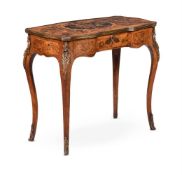 Y A FRENCH TULIPWOOD, SPECIMEN FLORAL MARQUETRY AND ORMOLU MOUNTED WRITING TABLE