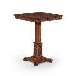 AN ANGLO INDIAN EXOTIC HARDWOOD PEDESTAL TABLE, FIRST HALF 19TH CENTURY