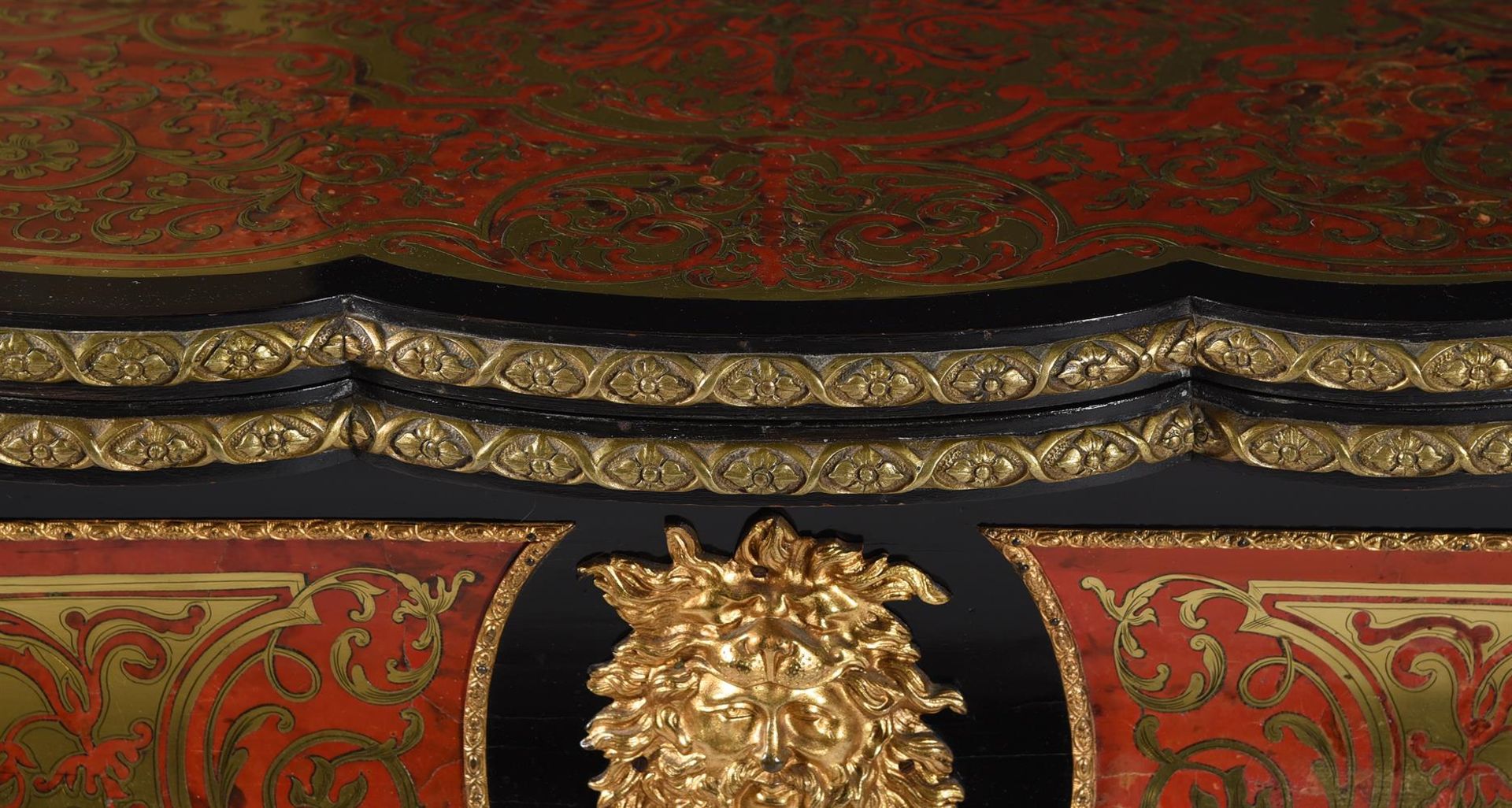 Y A PAIR OF NAPOLEON III SCARLET TORTOISESHELL & BRASS MARQUETRY CARD TABLES - Image 4 of 9