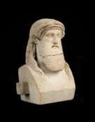 AFTER THE GREEK ANTIQUE, A SMALL CARVED STONE HERM BUST, ITALIAN, POSSIBLY LATE 18TH CENTURY