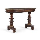 Y A GEORGE IV ROSEWOOD, SPECIMEN MARBLE AND GILT METAL MOUNTED SIDE OR WRITING TABLE, CIRCA 1825