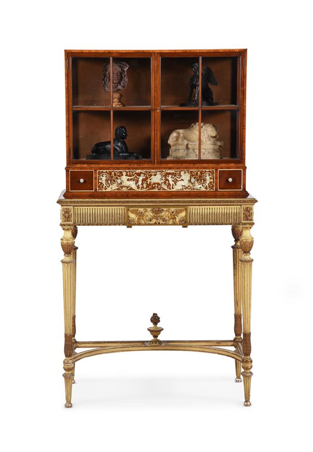 Y A ROSEWOOD AND IVORY MARQUETRY DECORATED SIDE CABINET, ATTRIBUTED TO COLLINSON & LOCK