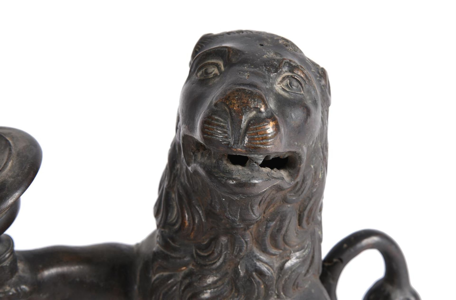 A PAIR OF BRONZE LION CANDLESTICKS, IN 17TH CENTURY STYLE, LATE 19TH CENTURY - Image 3 of 3