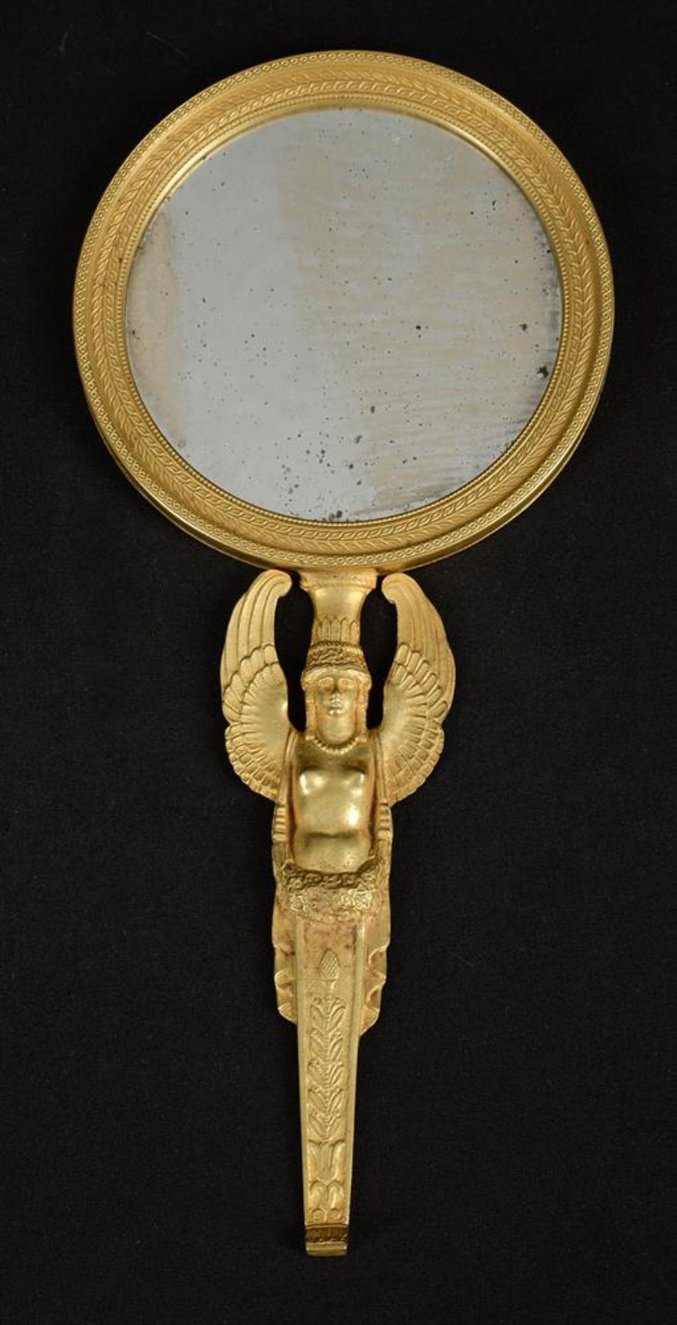 A GILT BRONZE HAND MIRROR, IN THE EMPIRE EGYPTIAN REVIVAL MANNER, FRENCH, 19TH CENTURY - Image 3 of 6