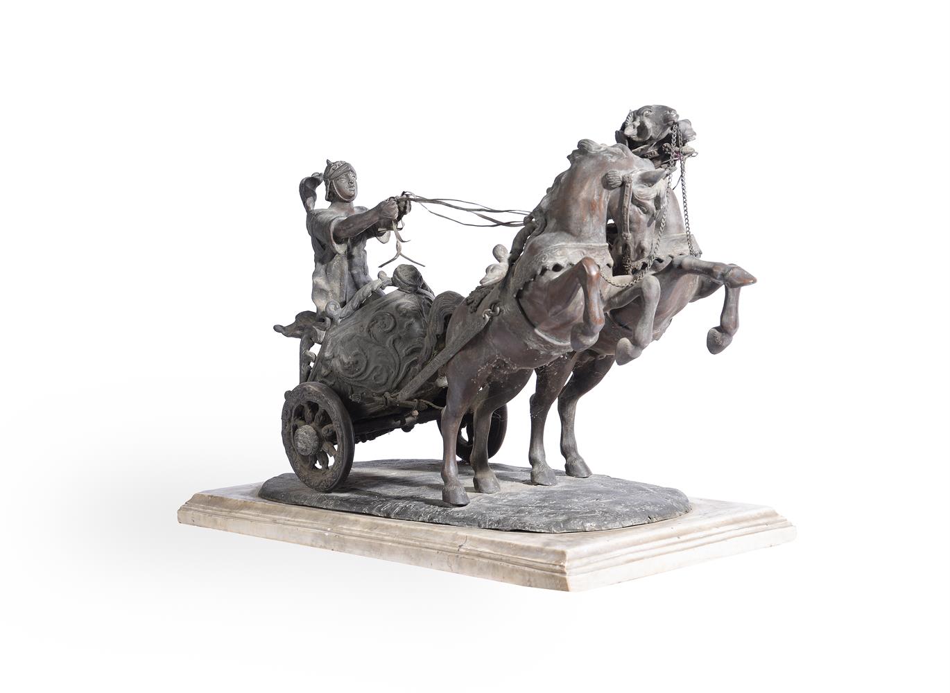 TOM CAP**LI (ITALIAN EARLY, 20TH CENTURY), A LARGE BRONZE CHARIOTEER GROUP