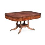 Y A REGENCY MAHOGANY AND EBONY STRUNG LIBRARY TABLE, EARLY 19TH CENTURY