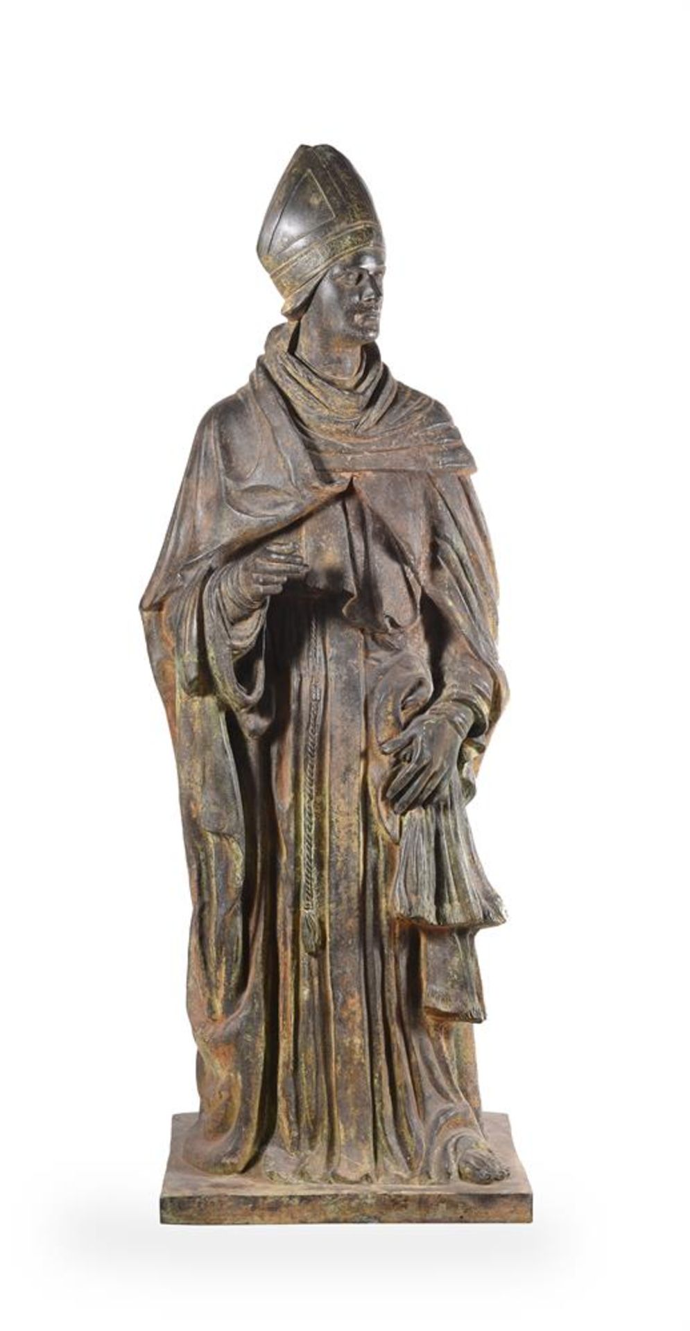 A LIFE SIZE BRONZE FIGURE OF A BISHOP, PROBABLY MID-19TH CENTURY - Image 4 of 4