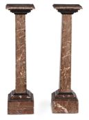 A PAIR OF MARBLE PEDESTAL COLUMNS, LATE 19TH/EARLY 20TH CENTURY