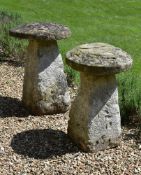 TWO CARVED STADDLE STONES, 19TH CENTURY