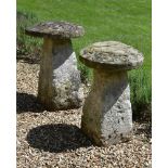 TWO CARVED STADDLE STONES, 19TH CENTURY