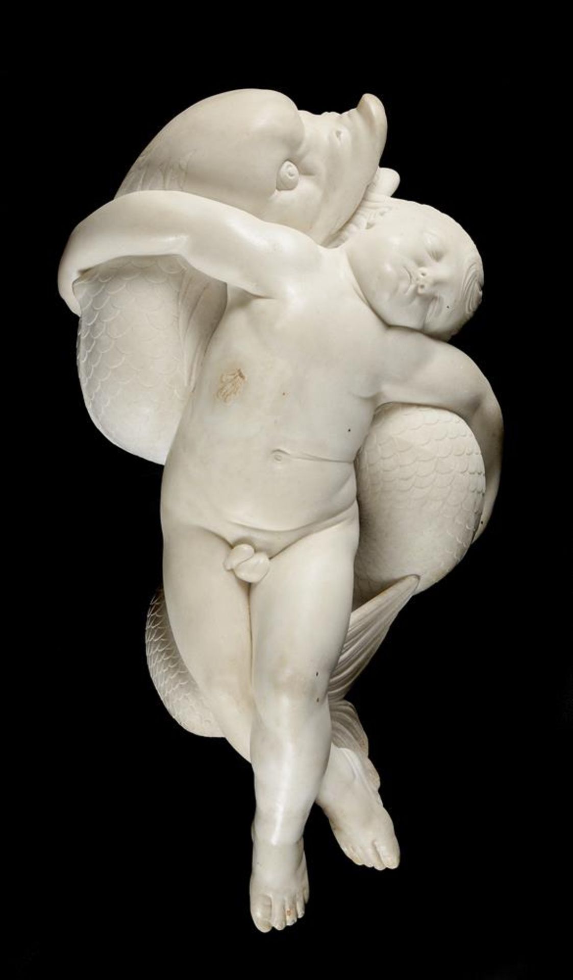 AFTER JOSEPH NOLLEKENS (1737-1825), A MARBLE GROUP 'CHILD BEING CARRIED BY A DOLPHIN' - Image 2 of 9