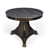 Y A LOUIS PHILIPPE EBONY AND BRASS MARQUETRY CENTRE TABLE, SECOND QUARTER 19TH CENTURY