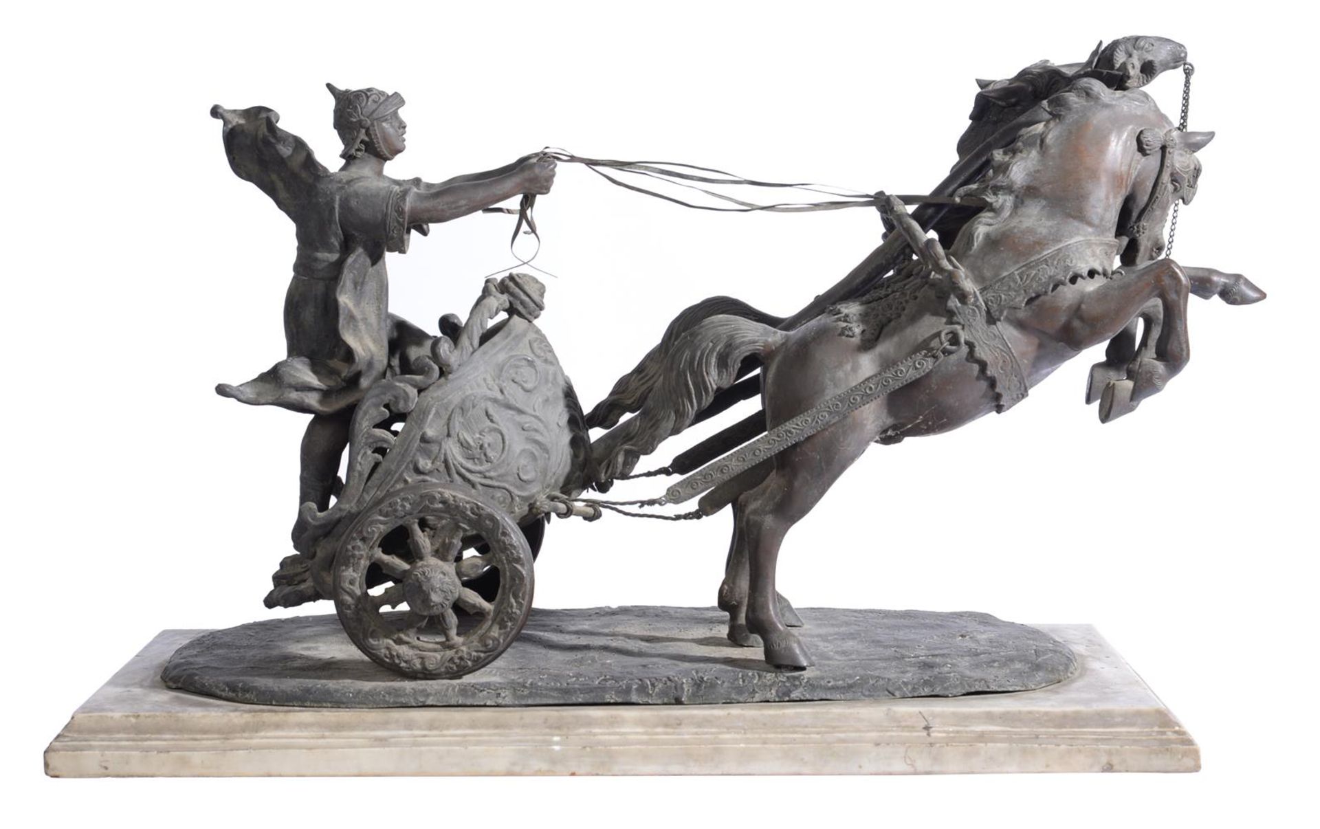 TOM CAP**LI (ITALIAN EARLY, 20TH CENTURY), A LARGE BRONZE CHARIOTEER GROUP - Image 4 of 5