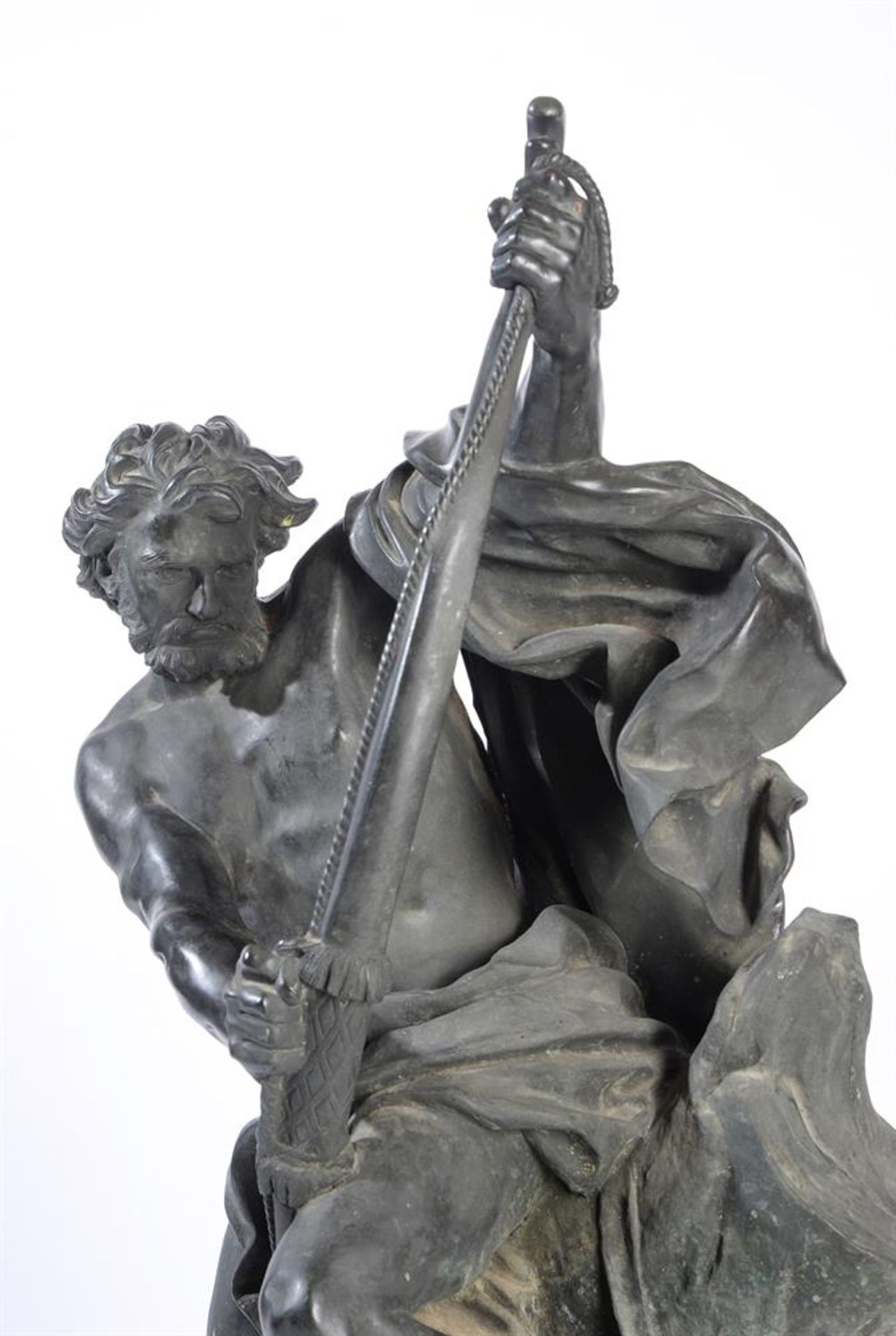 AFTER JACQUES BOUSSEAU (FRENCH, 1681-1740), A LARGE BRONZE FIGURE 'ULYSSES STRINGING HIS BOW' - Image 2 of 5