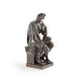 AFTER MICHELANGELO, BRONZE FIGURE 'LORENZO DE MEDICI' FRENCH, LATE 19TH/EARLY 20TH CENTURY