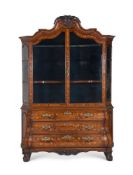 A DUTCH WALNUT AND FLORAL MARQUETRY DISPLAY CABINET, EARLY 19TH CENTURY