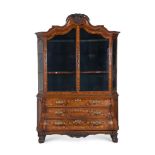 A DUTCH WALNUT AND FLORAL MARQUETRY DISPLAY CABINET, EARLY 19TH CENTURY