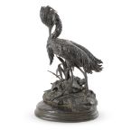 AFTER JULES MOIGNIEZ (1835-1894), AN ANIMALIER BRONZE FIGURE OF A HERON