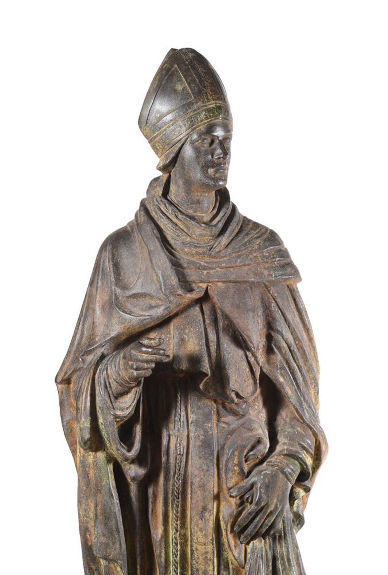 A LIFE SIZE BRONZE FIGURE OF A BISHOP, PROBABLY MID-19TH CENTURY - Image 3 of 4