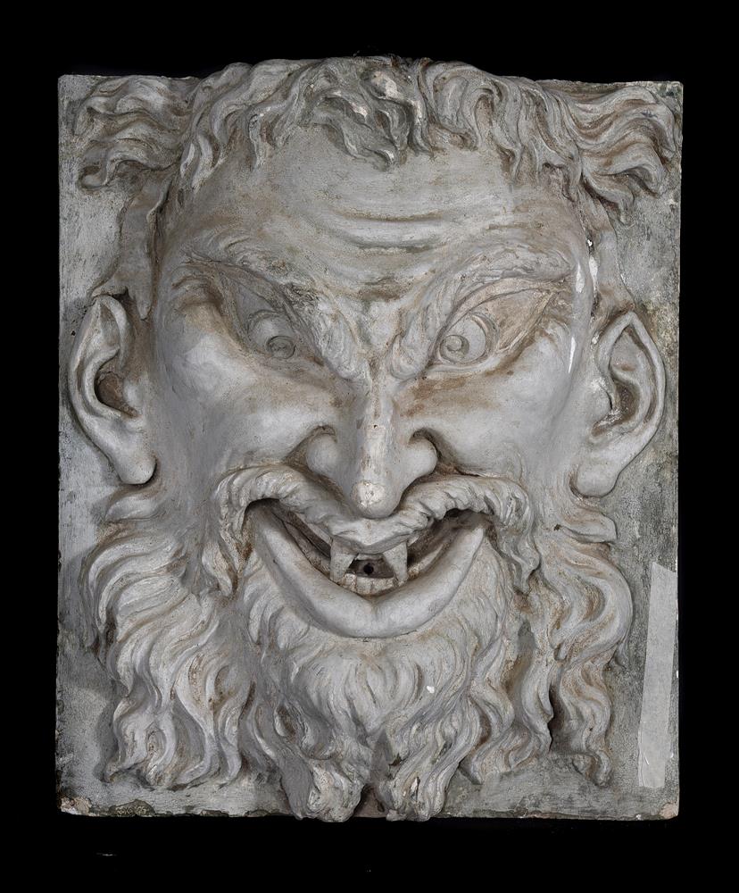 A PAIR OF PLASTER MASK PANELS, POSSIBLY ITALIAN, EARLY 20TH CENTURY - Image 2 of 5
