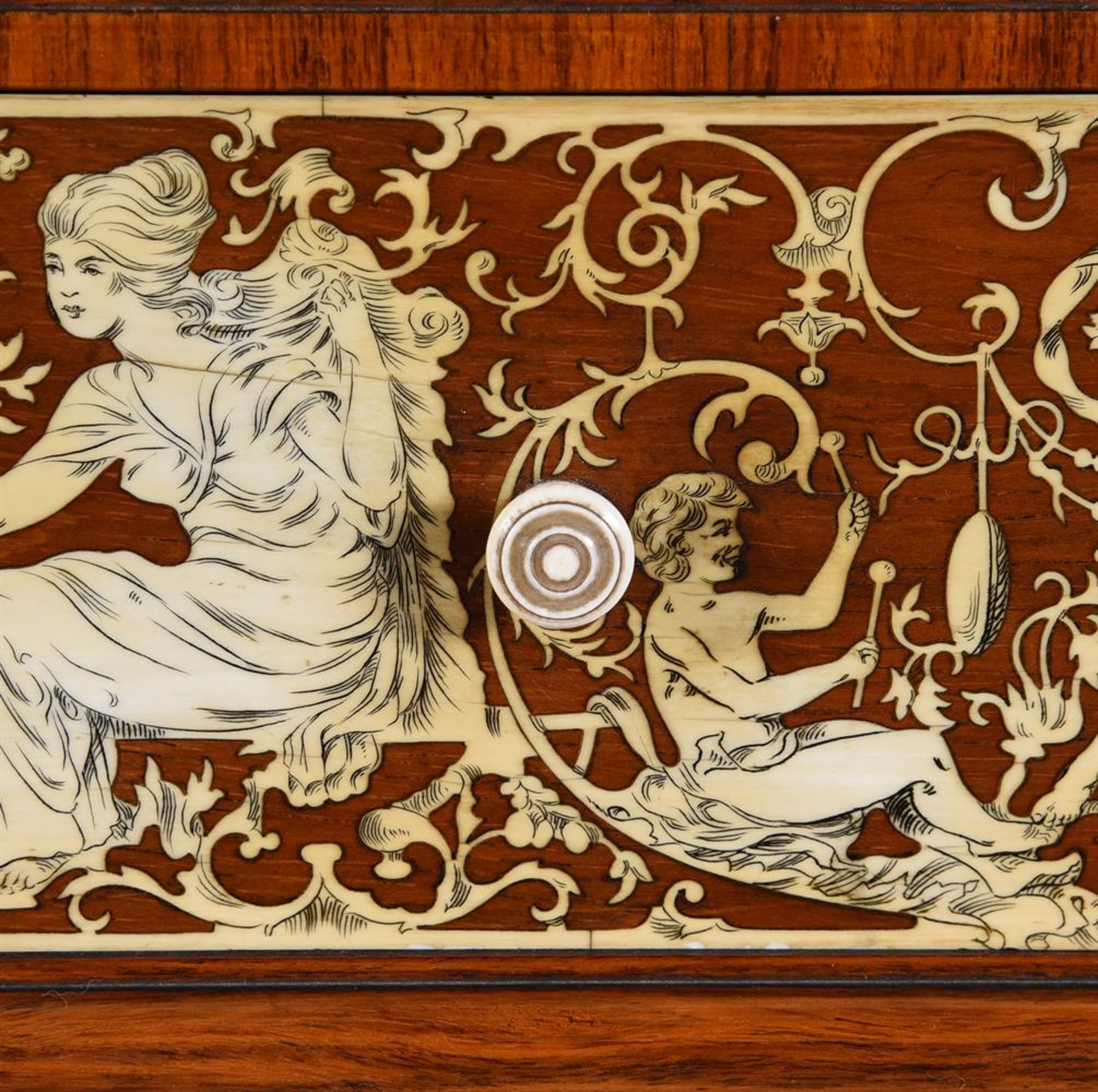 Y A ROSEWOOD AND IVORY MARQUETRY DECORATED SIDE CABINET, ATTRIBUTED TO COLLINSON & LOCK - Bild 10 aus 10