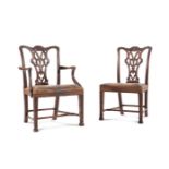 A SET OF TWELVE MAHOGANY DINING CHAIRS, IN GEORGE III STYLE, 19TH CENTURY