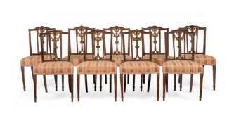 A SET OF TEN GEORGE III PAINTED DINING CHAIRS, IN NEOCLASSICAL STYLE, LATE 18TH CENTURY