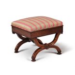 Y A WILLIAM IV ROSEWOOD X-FRAME STOOL, CIRCA 1830